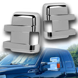 Side View Mirror Covers Cap For 2008 - 2016 Ford F-250 F-350 F-450 F-550 Super Duty -Chrome ABS W/ Turn Signal Hole