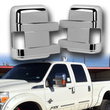 Side View Mirror Covers Cap For 2008 - 2016 Ford F-250 F-350 F-450 F-550 Super Duty -Chrome ABS W/ Turn Signal Hole