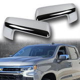 Side View Half Mirror Covers Cap For 2019-2025 Chevy Silverado / GMC Sierra 1500 -Chrome ABS
