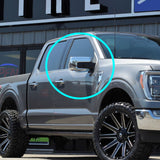 Side View Mirror Covers Overlays Cap For 2021 - 2023 Ford F-150 F150 -Chrome ABS W/ Turn Signal Hole