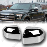 Side View Half Mirror Covers Cap For 2015 - 2020 Ford F-150 F150 -Chrome ABS