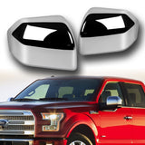 Side View Half Mirror Covers Cap For 2015 - 2020 Ford F-150 F150 -Chrome ABS