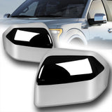 Side View Half Mirror Covers Cap For 2015 - 2020 Ford F-150 F150 -Chrome ABS