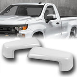 For 2019 - 2024 Chevrolet Silverado / GMC Sierra Side View Top Half Mirror Covers Cap -White ABS