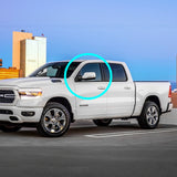 For 2019 - 2026 Dodge RAM 1500 Side View Top Half Mirror Covers Cap Replacement With Turn Signal Hole -White ABS