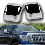 Side View Tow Mirror Covers Cap For 2016 - 2024 Nissan Titan XD-Chrome ABS W/ Turn Signal Cut