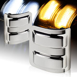 For 2008 - 2016 Ford F-250 F-350 F-450 F-550 Super Duty Side Mirror Amber/White LED Running Signal Lights -Chrome Lens