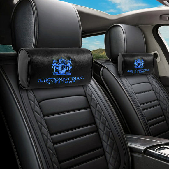 X2 Blue Embroidery Car Neck Rest Pillow Headrest Cushion JP JUNCTION PRODUCE VIP