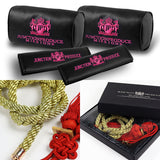 Junction Produce JP Pink Embroidery Set of Neck rest Pillows with Seatbelt Covers & GR Fusa Charm