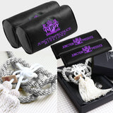 Junction Produce JP Purple Embroidery Set of Neck rest Pillows with Seatbelt Covers & SW Fusa Charm