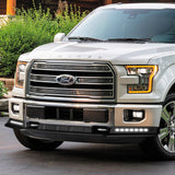 STP-Style For 2015 2016 2017 Ford F-150 Front Bumper Lip Splitter With LED Sequential Light -Unpainted Matte Black