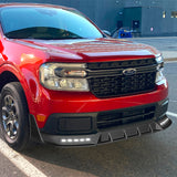 STP-Style For 2022 - 2024 Ford Maverick Front Bumper Splitter Spoiler Lip 5PCS -Black With LED Sequential Running Lights