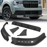 STP-Style For 2022 - 2024 Ford Maverick Front Bumper Splitter Spoiler Lip 5PCS -Black With LED Sequential Running Lights