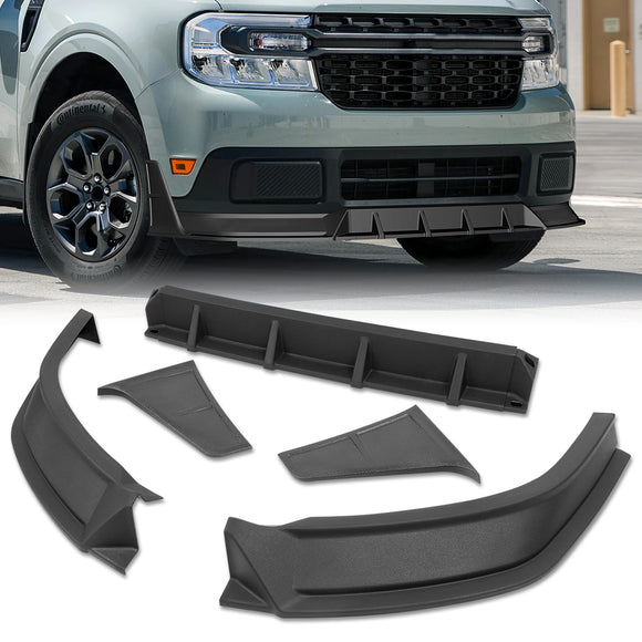 STP-Style For 2022 - 2024 Ford Maverick Front Bumper Splitter Spoiler Lip 5PCS -Unpainted Matte Black