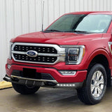 STP-Style For 2021 - 2023 Ford F150 Front Bumper Splitter Spoiler Lip 3PCS -Black With LED Sequential Running Lights