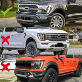 STP-Style For 2021 - 2023 Ford F150 Front Bumper Splitter Spoiler Lip 3PCS -Black With LED Sequential Running Lights