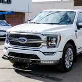 STP-Style For 2021 - 2023 Ford F150 Front Bumper Splitter Spoiler Lip 3PCS -Black With LED Sequential Running Lights