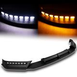 STP-Style For 2018 2019 2020 Ford F-150 Front Bumper Lip Splitter With LED Sequential Light -Unpainted Matte Black