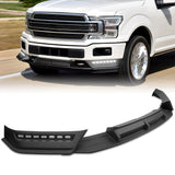STP-Style For 2018 2019 2020 Ford F-150 Front Bumper Lip Splitter With LED Sequential Light -Unpainted Matte Black