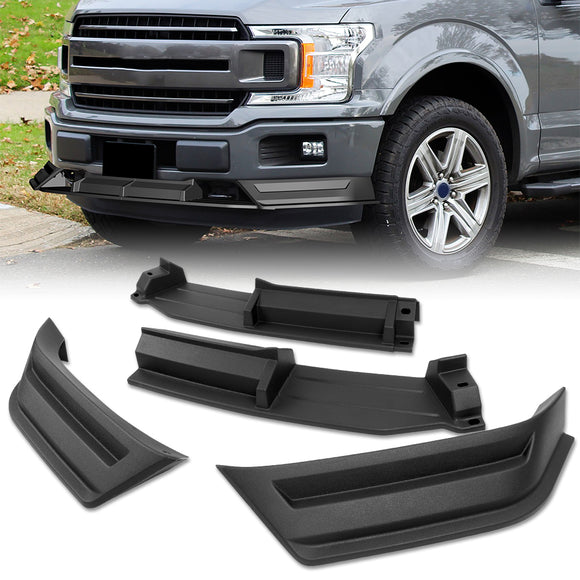 STP-Style For 2018 2019 2020 Ford F-150 Front Bumper Lip Splitter -Unpainted Matte Black