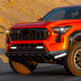 W-power STP-Style For 2024 2025 2026 2027 Toyota Tacoma Front Bumper Lower Lip Splitter With LED Sequential Light -Unpainted Matte Black