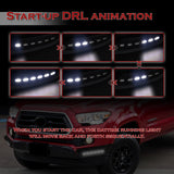 W-power STP-Style For 2016-2023 Toyota Tacoma Front Bumper Lower Lip Splitter With LED Sequential Light -Unpainted Matte Black