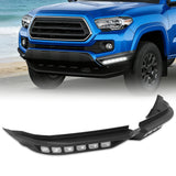 W-power STP-Style For 2016-2023 Toyota Tacoma Front Bumper Lower Lip Splitter With LED Sequential Light -Unpainted Matte Black