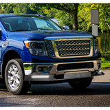 STP-Style For 2017 - 2019 Nissan Titan Front Bumper Lip Splitter With LED Sequential Light -Unpainted Matte Black