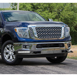 STP-Style For 2017 - 2019 Nissan Titan Front Bumper Lip Splitter With LED Sequential Light -Unpainted Matte Black