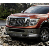 STP-Style For 2017 - 2019 Nissan Titan Front Bumper Lip Splitter With LED Sequential Light -Unpainted Matte Black