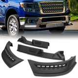 STP-Style For 2017 - 2019 Nissan Titan Front Bumper Lip Splitter With LED Sequential Light -Unpainted Matte Black