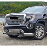 STP-Style For 2019 - 2021 GMC Sierra 1500 Front Bumper Lip Splitter With LED Sequential Light -Unpainted Matte Black