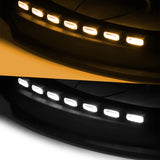 STP-Style For 2019 - 2021 GMC Sierra 1500 Front Bumper Lip Splitter With LED Sequential Light -Unpainted Matte Black