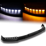 STP-Style For 2019 - 2021 GMC Sierra 1500 Front Bumper Lip Splitter With LED Sequential Light -Unpainted Matte Black