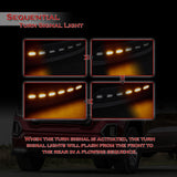 STP-Style For 2019 - 2021 GMC Sierra 1500 Front Bumper Lip Splitter With LED Sequential Light -Unpainted Matte Black