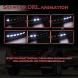 STP-Style For 2019 - 2021 GMC Sierra 1500 Front Bumper Lip Splitter With LED Sequential Light -Unpainted Matte Black