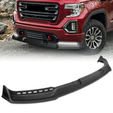 STP-Style For 2019 - 2021 GMC Sierra 1500 Front Bumper Lip Splitter With LED Sequential Light -Unpainted Matte Black