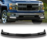 STP-Style For 2014-2015 Chevrolet Chevy Silverado 1500 Front Bumper Lower Lip Splitter With LED Sequential Lights -Unpainted Matte Black