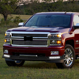 STP-Style For 2014-2015 Chevrolet Chevy Silverado 1500 Front Bumper Lower Lip Splitter With LED Sequential Lights -Unpainted Matte Black