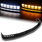 STP-Style For 2014-2015 Chevrolet Chevy Silverado 1500 Front Bumper Lower Lip Splitter With LED Sequential Lights -Unpainted Matte Black