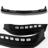 STP-Style For 2014-2015 Chevrolet Chevy Silverado 1500 Front Bumper Lower Lip Splitter With LED Sequential Lights -Unpainted Matte Black