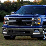 STP-Style For 2014-2015 Chevrolet Chevy Silverado 1500 Front Bumper Lower Lip Splitter With LED Sequential Lights -Unpainted Matte Black