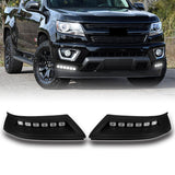 W-Power STP-Style For 2015-2020 Chevy Colorado Front Bumper Lower Lip Splitter With LED Sequential Running Light -Unpainted Matte Black