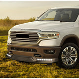 STP-Style For 2019-2024 Dodge Ram 1500 Trucks Front Bumper Lower Lip Splitter With LED Sequential Light -Unpainted Matte Black