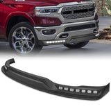 STP-Style For 2019-2024 Dodge Ram 1500 Trucks Front Bumper Lower Lip Splitter With LED Sequential Light -Unpainted Matte Black
