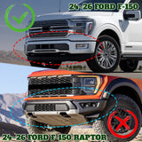 STP-Style For 2024 2025 2026 Ford F150 F-150 Front Bumper Lower Lip Splitter -Unpainted Matte Black
