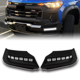 W-power STP-Style For 2023-2026 Chevy Colorado Front Bumper Lower Lip Splitter With LED Sequential Light -Unpainted Matte Black
