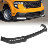 STP-Style For 2025 2026 2027 Ford Maverick XL Pickup Front Bumper Lower Lip Splitter With LED Sequential Light -Unpainted Matte Black