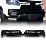 W-power STP-Style For 2021 2022 Chevy Colorado Front Bumper Lower Lip Splitter With LED Sequential Light -Unpainted Matte Black