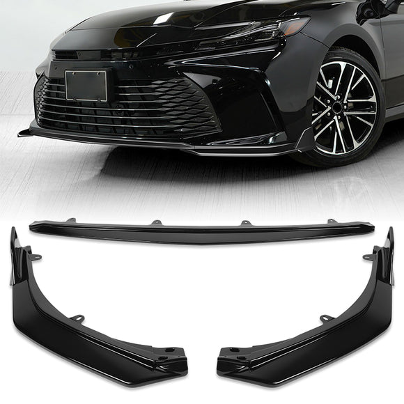 GT-Style For 2025 - 2027 Toyota Camry LE XLE Front Bumper Splitter Spoiler Lip 3PCS -Painted Black
